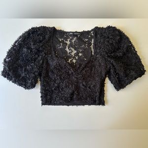 Zara black crop puff sleeve